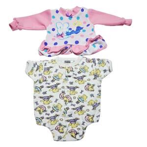 Vintage Baby Girls 2-Piece Sweater Set 3/6 Months 90's Ballerina Pink One Piece